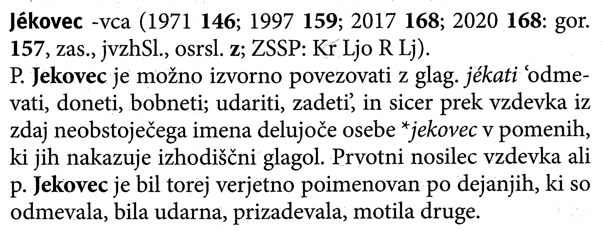 Leksikon priimkov: Jekovec