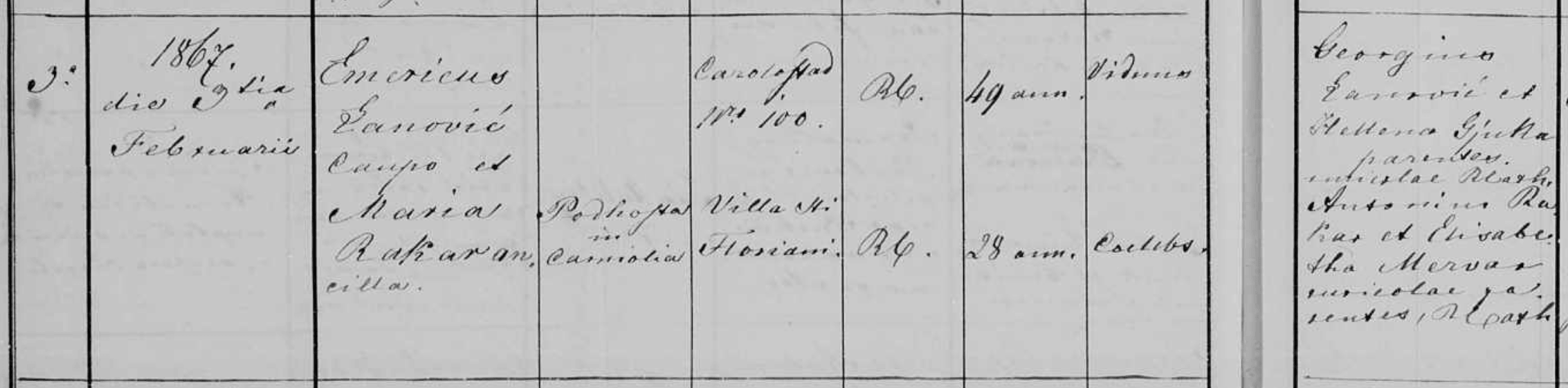 Marija Rakar, 1867 poroka