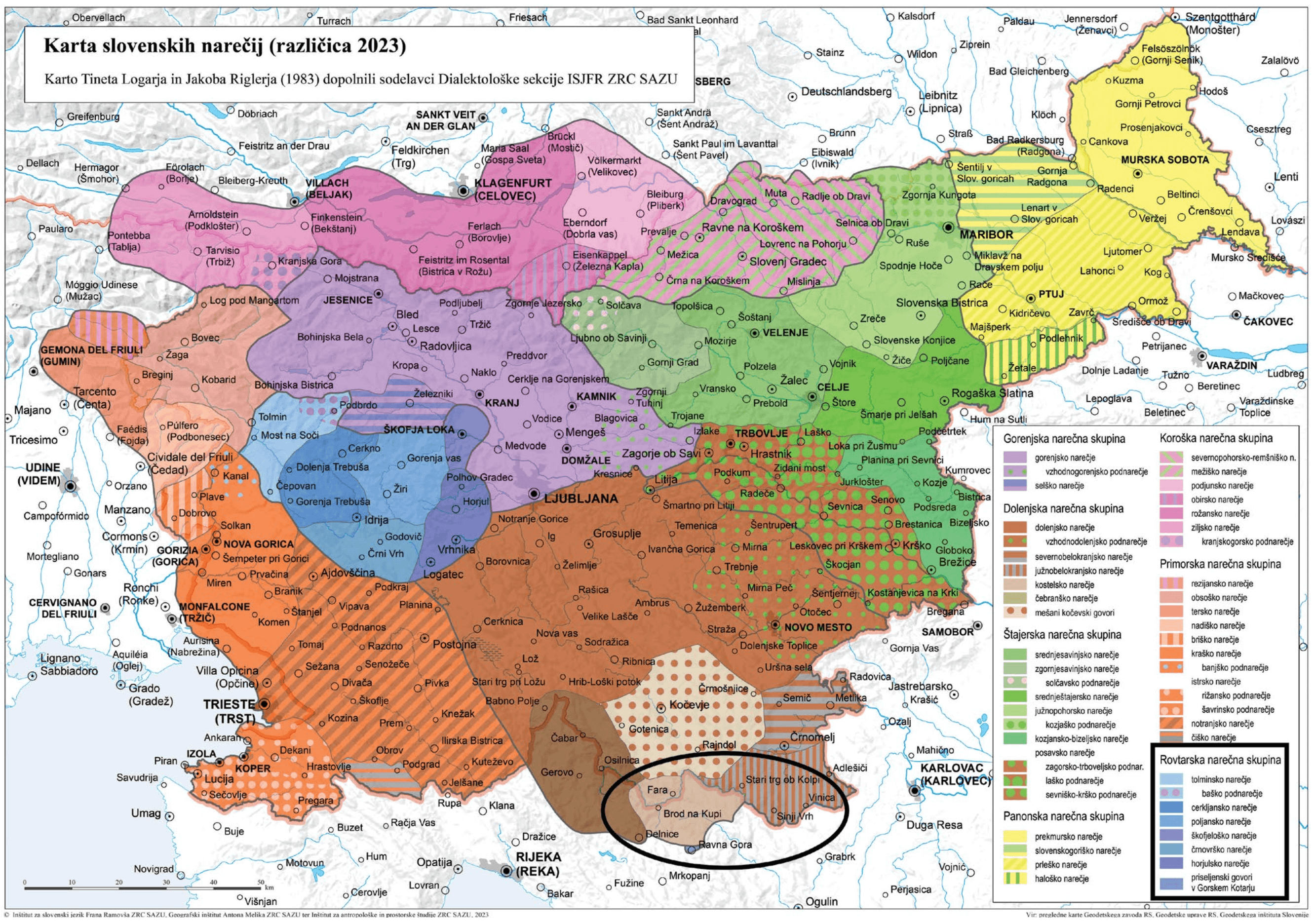 Karta slovenskih narečij 2023