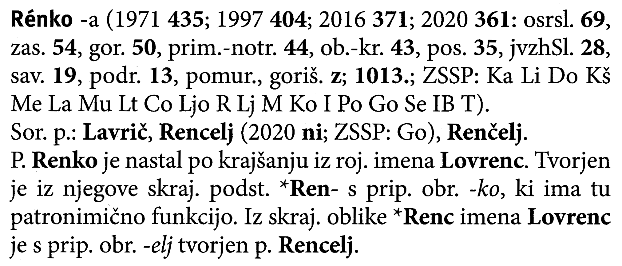 Leksikon priimkov: Renko